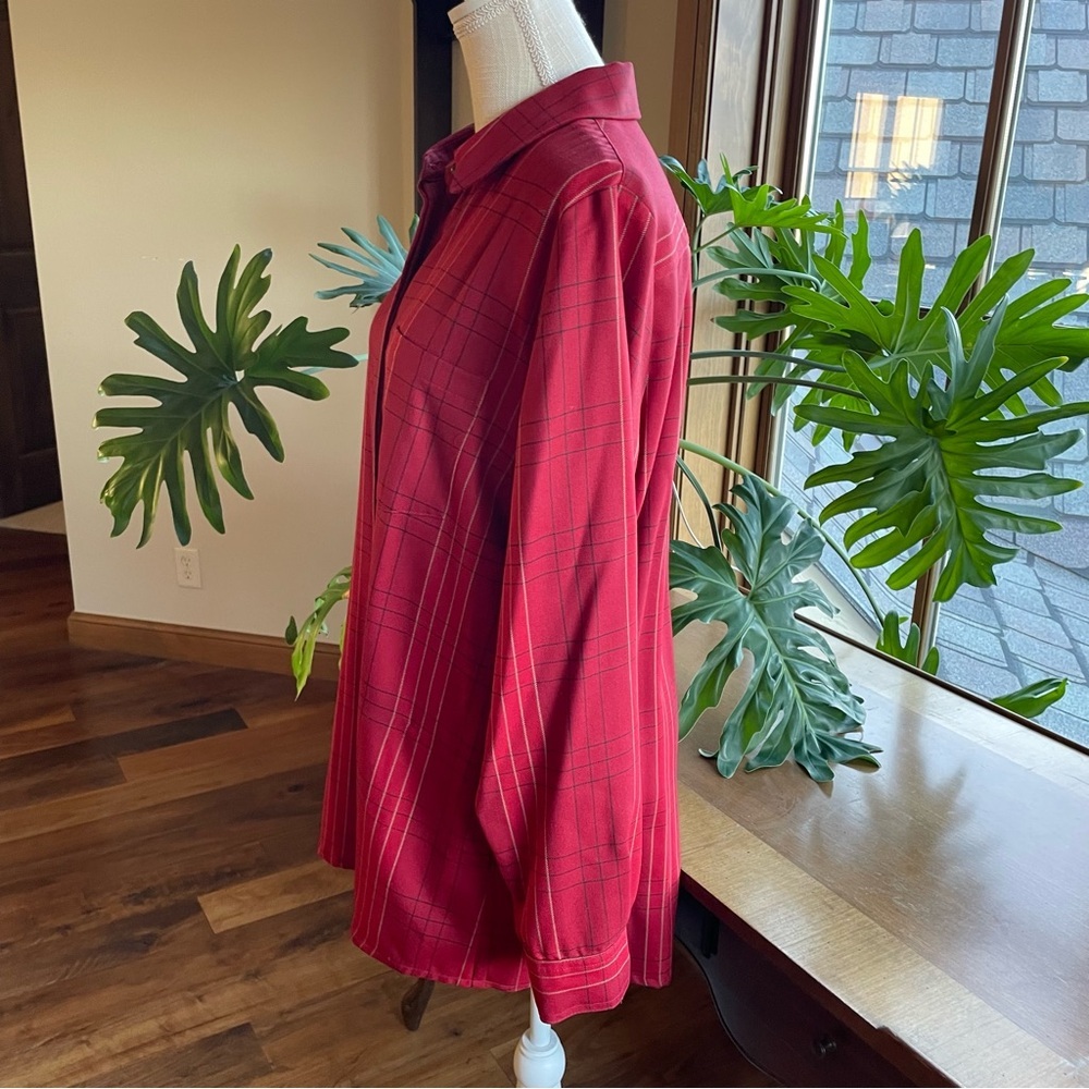 Pendleton Red Checkered Virgin Wool Plaid Button … - image 2